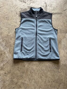 Southern Tide Light Gray Quilted-Yoke Zip Vest